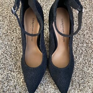 christian siriano black glitter sparkle pumps high heels size 7 New